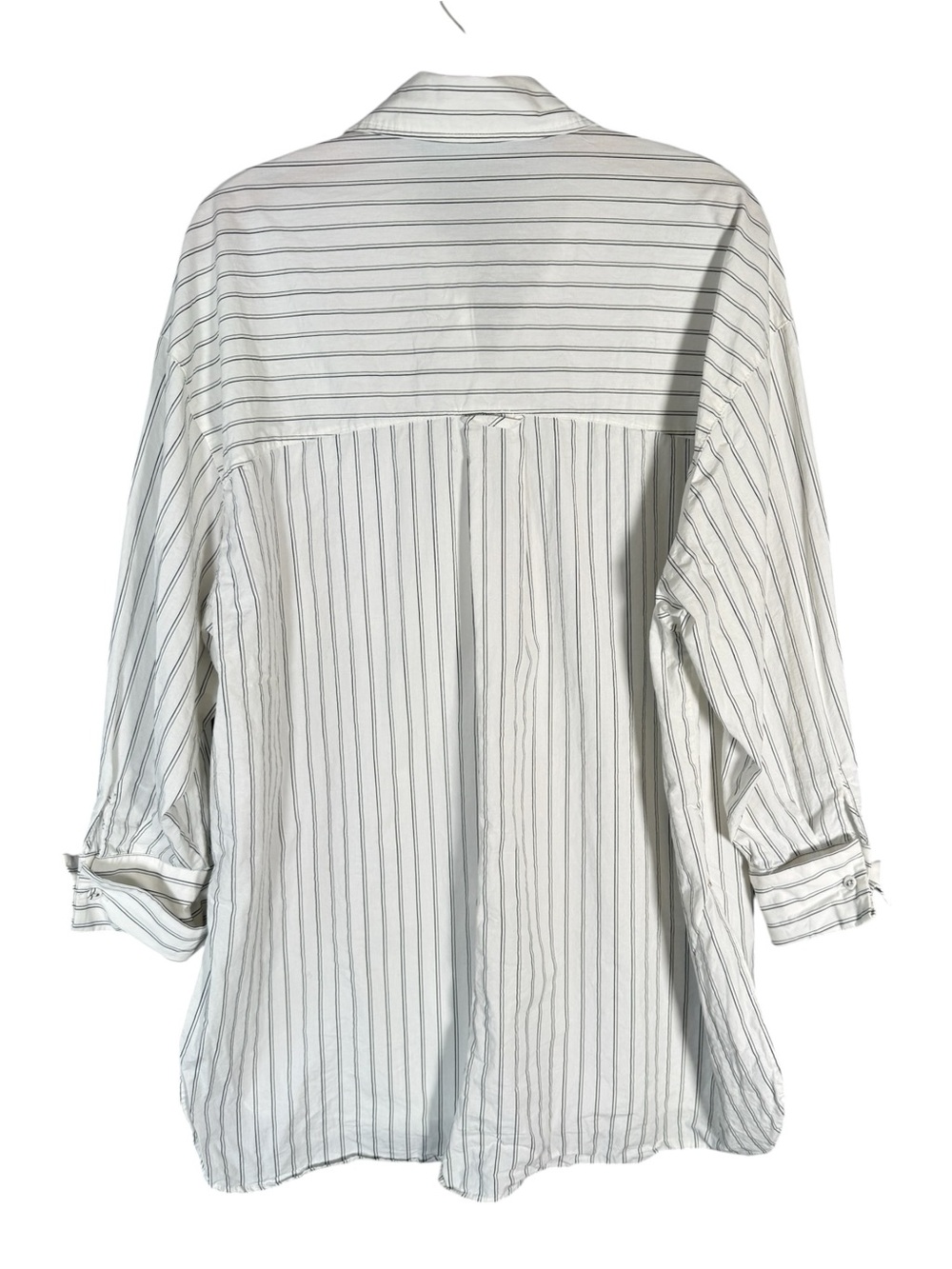 Zara White Poplin Pinstipe Button Up Shirt Minimalist Oversized Scandi M - Picture 2 of 7